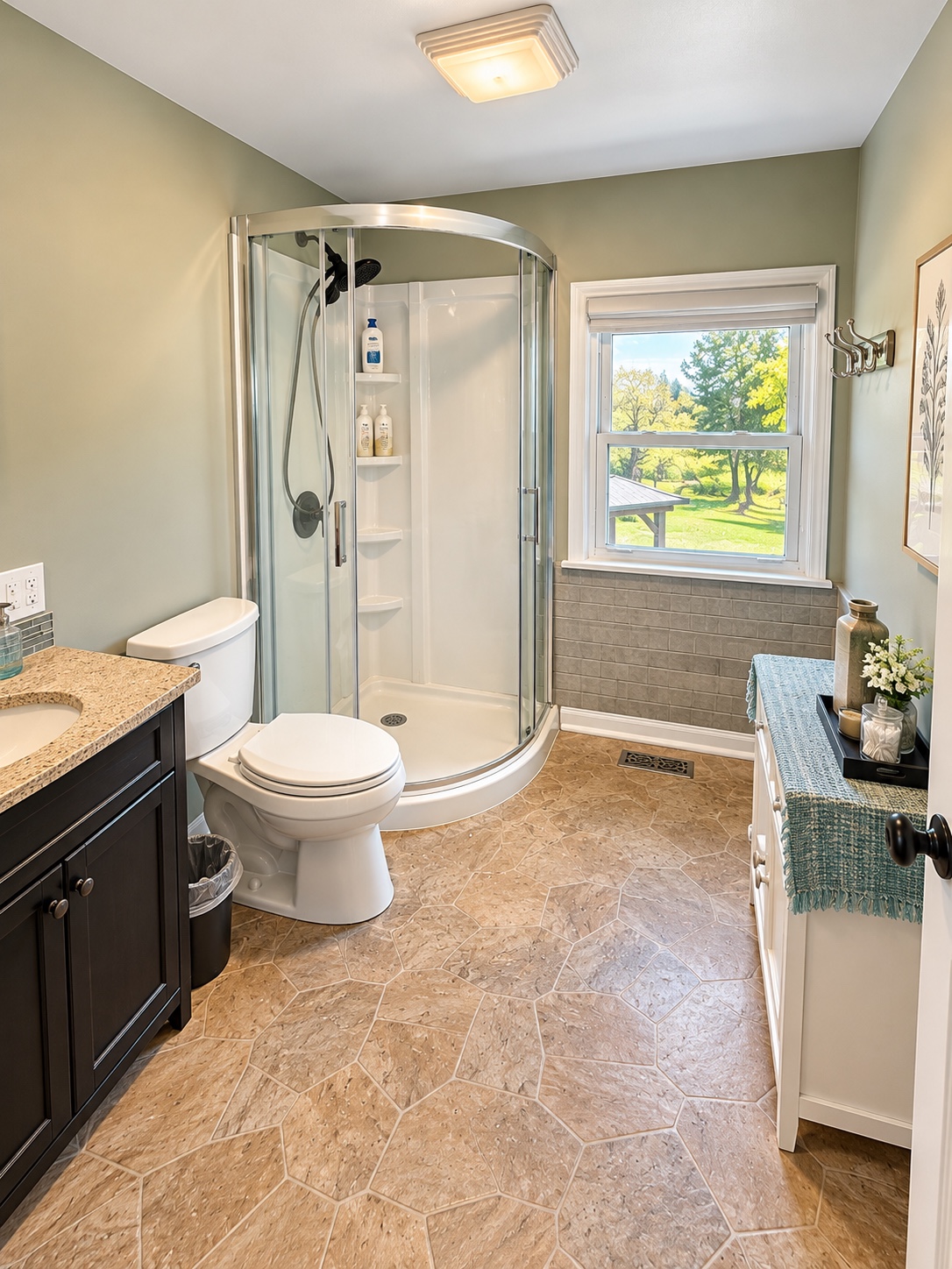 Glass shower and bathroom