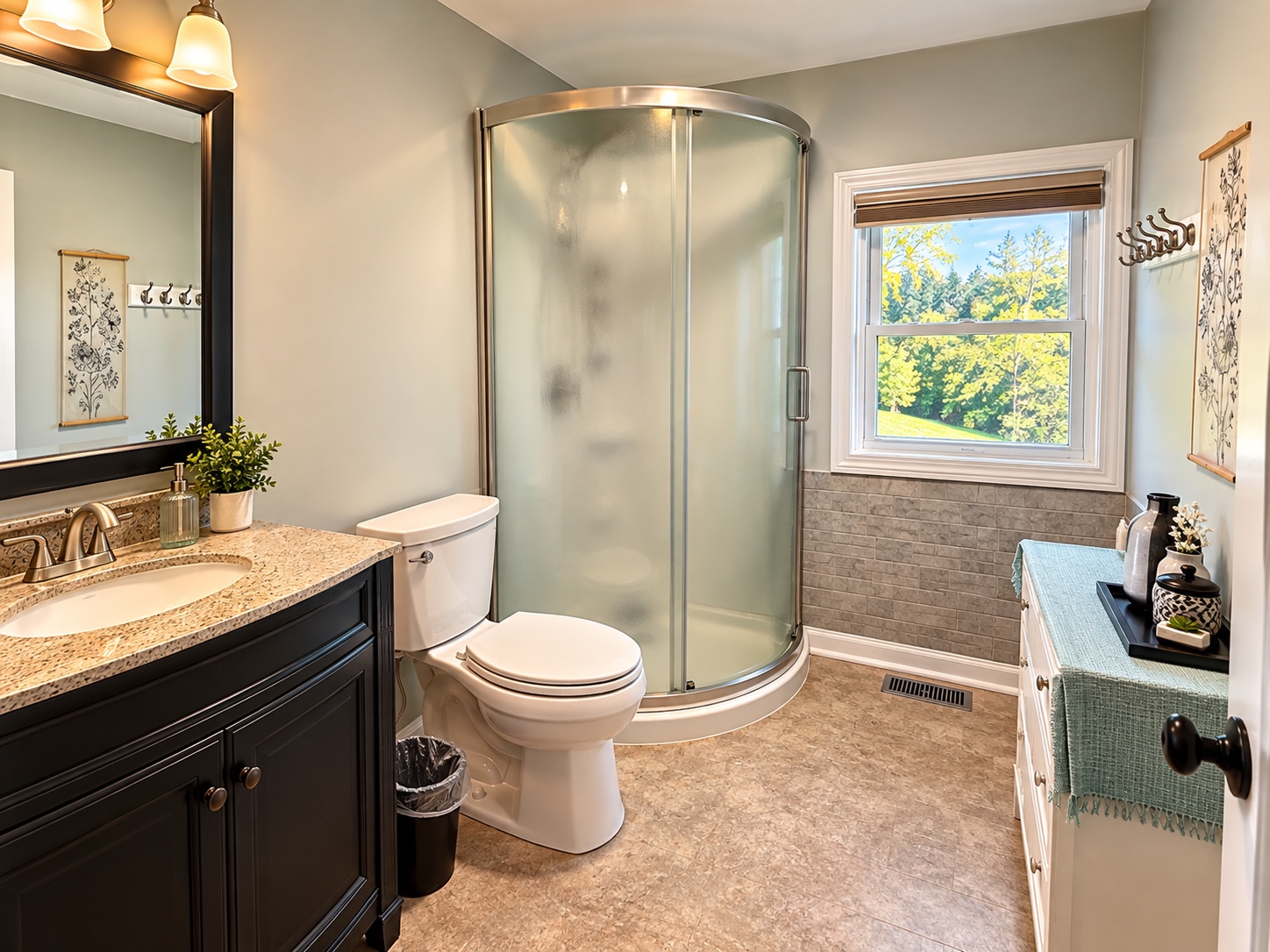 Bathroom with glass shower